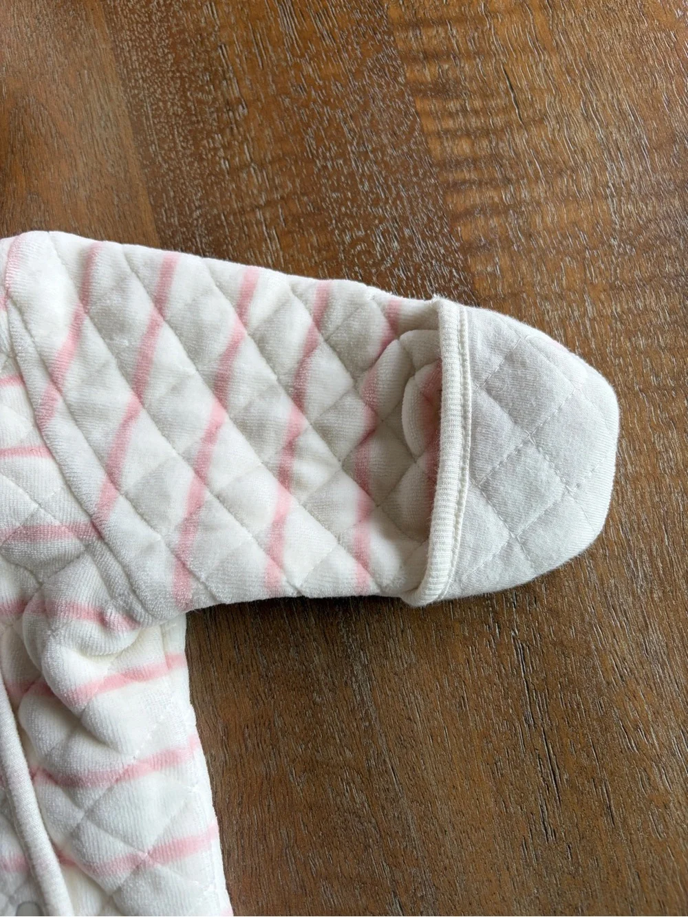 Nordstrom Cream & Pink Quilted Hooded Footed One-Piece